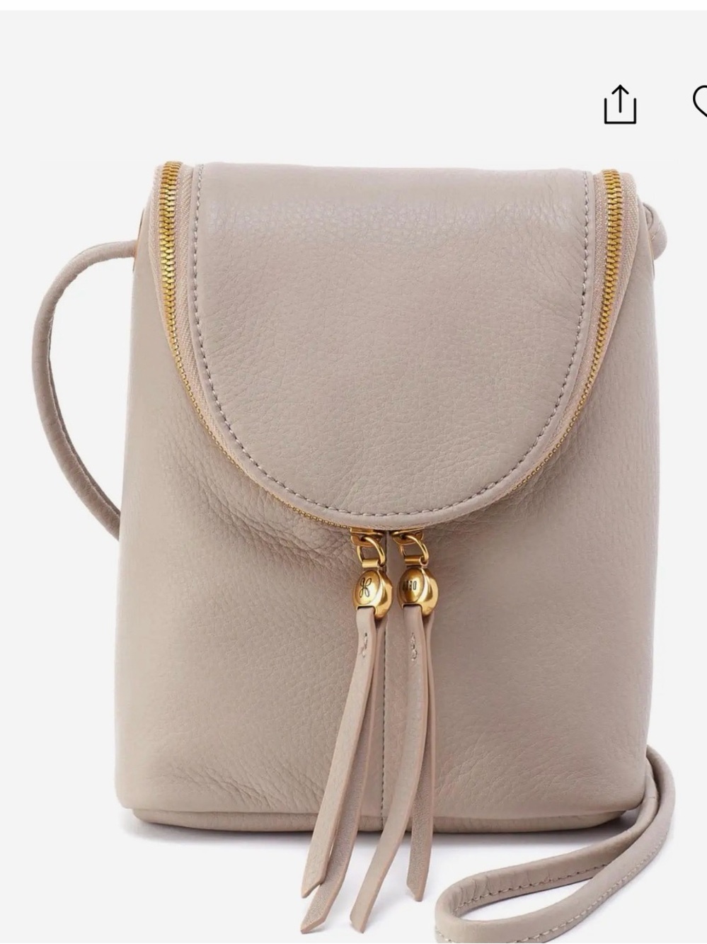 Hobo Minimalist Taupe Crossbody Bag with Gold Accents
